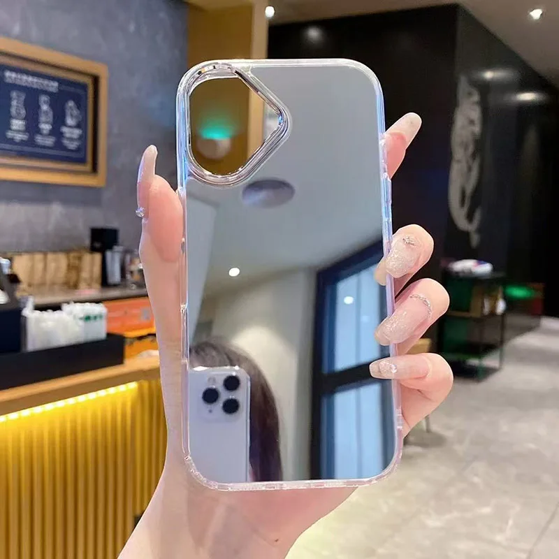 الصلبة عادي مرآة لوضع مساحيق التجميل جراب هاتف آيفون 17 16 15 14 زائد 13 12 11 برو ماكس للصدمات بولي TPU الوفير غطاء #6