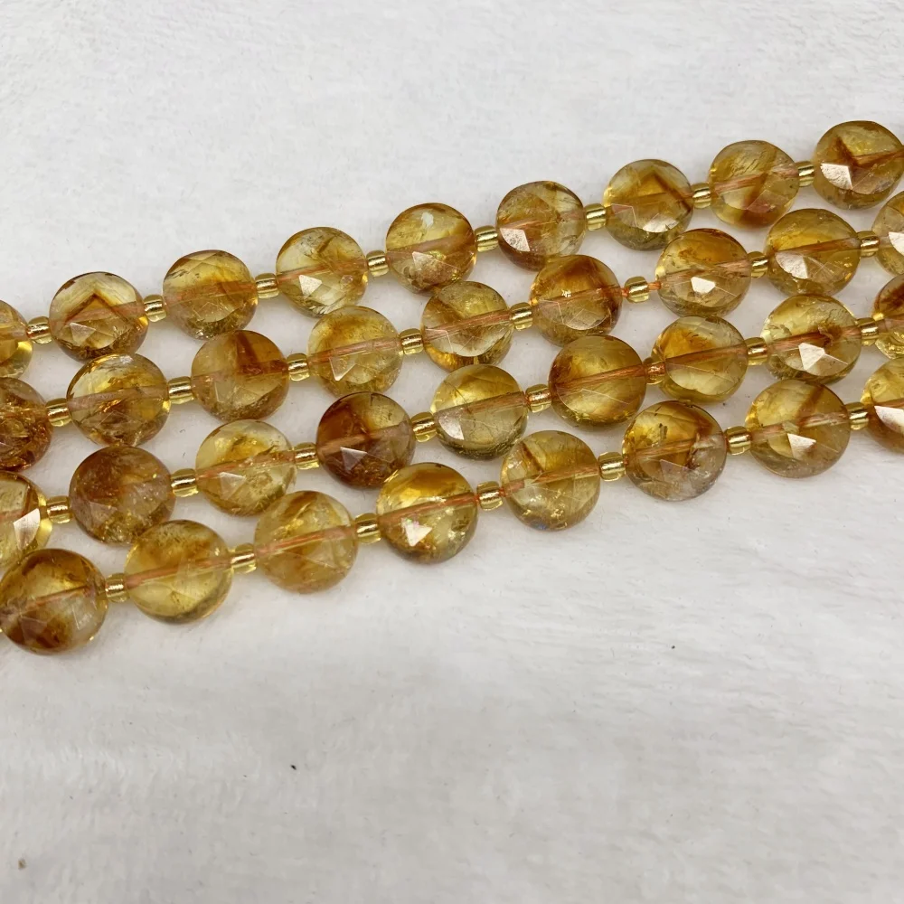 New style Natural 10mm Citrine hexagram circular cutting surface  Loose Bead DIY Earrings Necklace Bracelet Jewelry Making