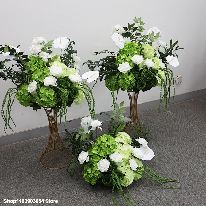 Grüne Hortensie, luxuriöser künstlicher Blumenball, Hochzeitsdekoration, Tischdekoration, Blumenarrangement für den Gang, Heimdekoration – Detail 2
