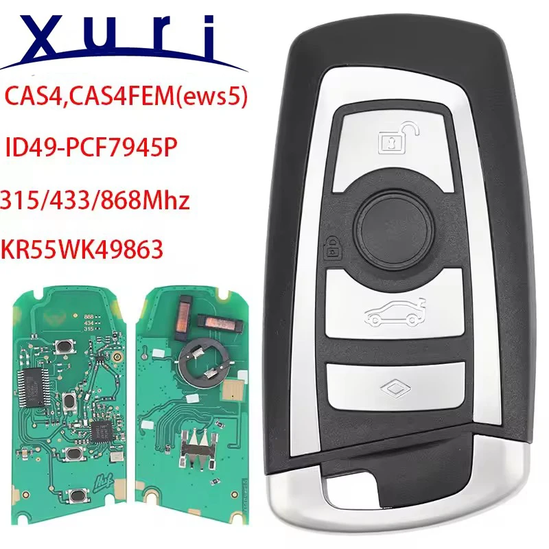 

Xuri 315/433/868Mhz Smart Remote Key Keyless Go For BMW 3 5 7 Series 2009-2016 CAS4 F System Fob KR55WK49863 PCF7945