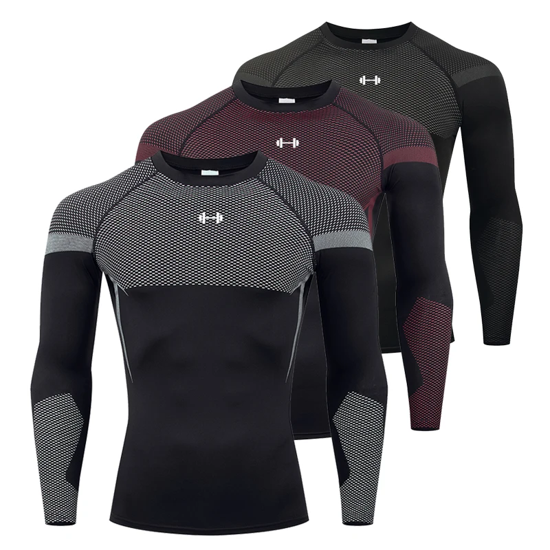 

Sports T-shirt Men's Quick Drying Long Sleeved Sports T-shirt Tops Gym Fitness Tight Fitting Shirt Training Running T-shirt Men