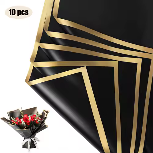 10 Sheets Flower Wrapping Paper with Golden Edges, Waterproof Bouquet Packaging - Ideal for DIY Weddings & Birthdays - Image 23