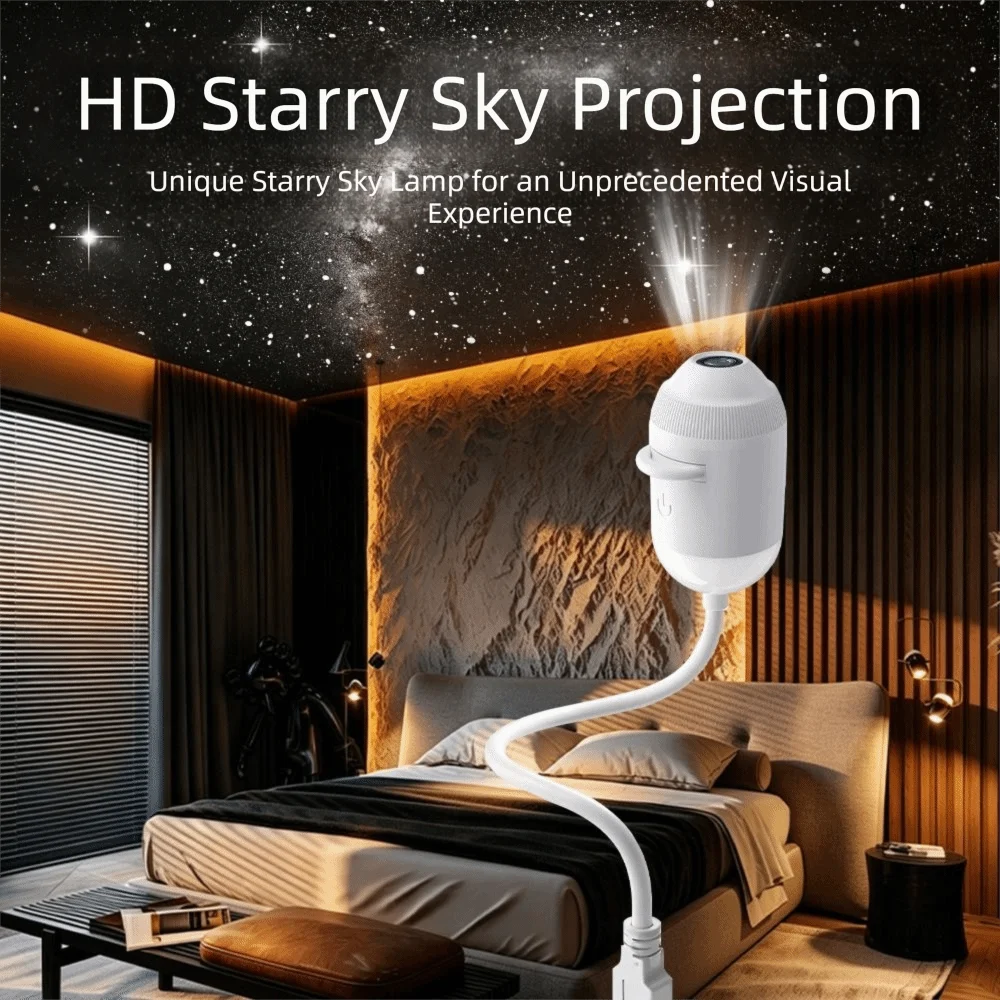 High-definition Galaxy Star Projector Flexible Gooseneck 360 Adjust Night Light Projector 360° Rotate USB Powered