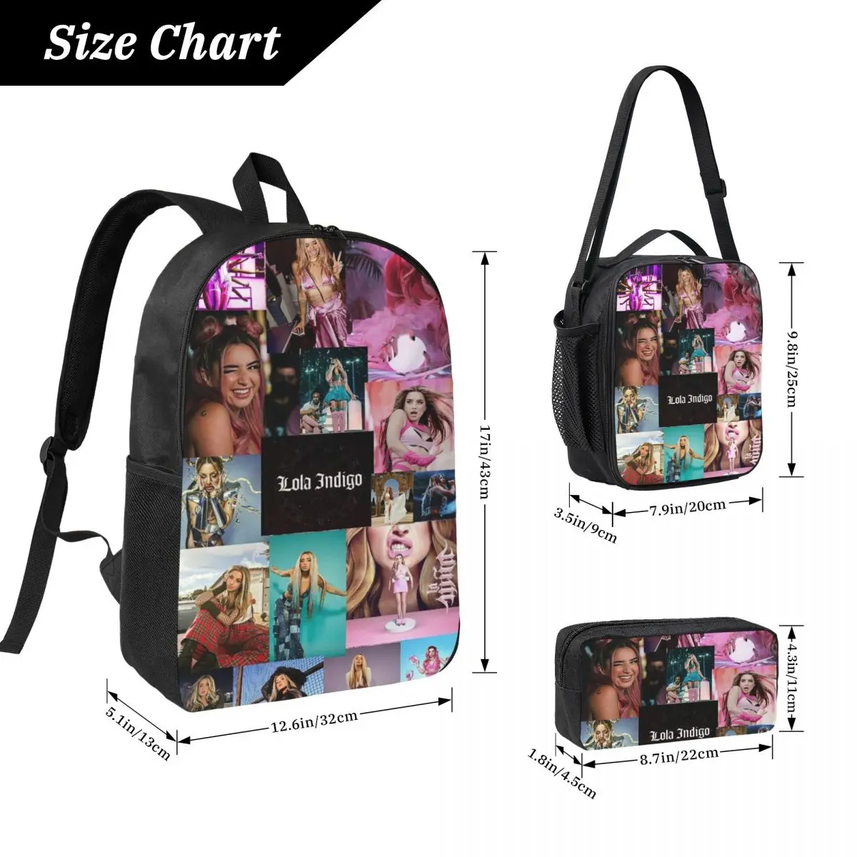 3 Stuks Lolas Indigos Merch Rugzak Set Voor Jongen Meisje Potlood Dozen Boekentas Sets Met Lunchbox Voor Scholieren knapzak