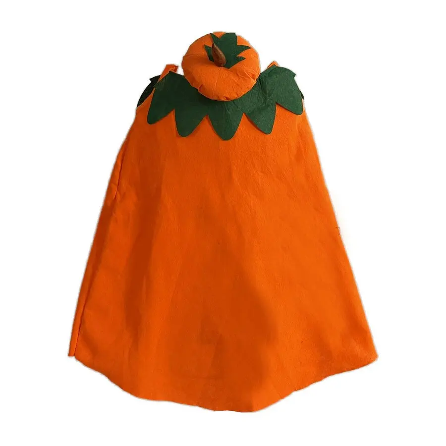 Funny Non-woven Fabric Orange Pumpkin Cape Pumpkin Hairband Halloween Party Children's Performance Costume Fit H80 to 140cm