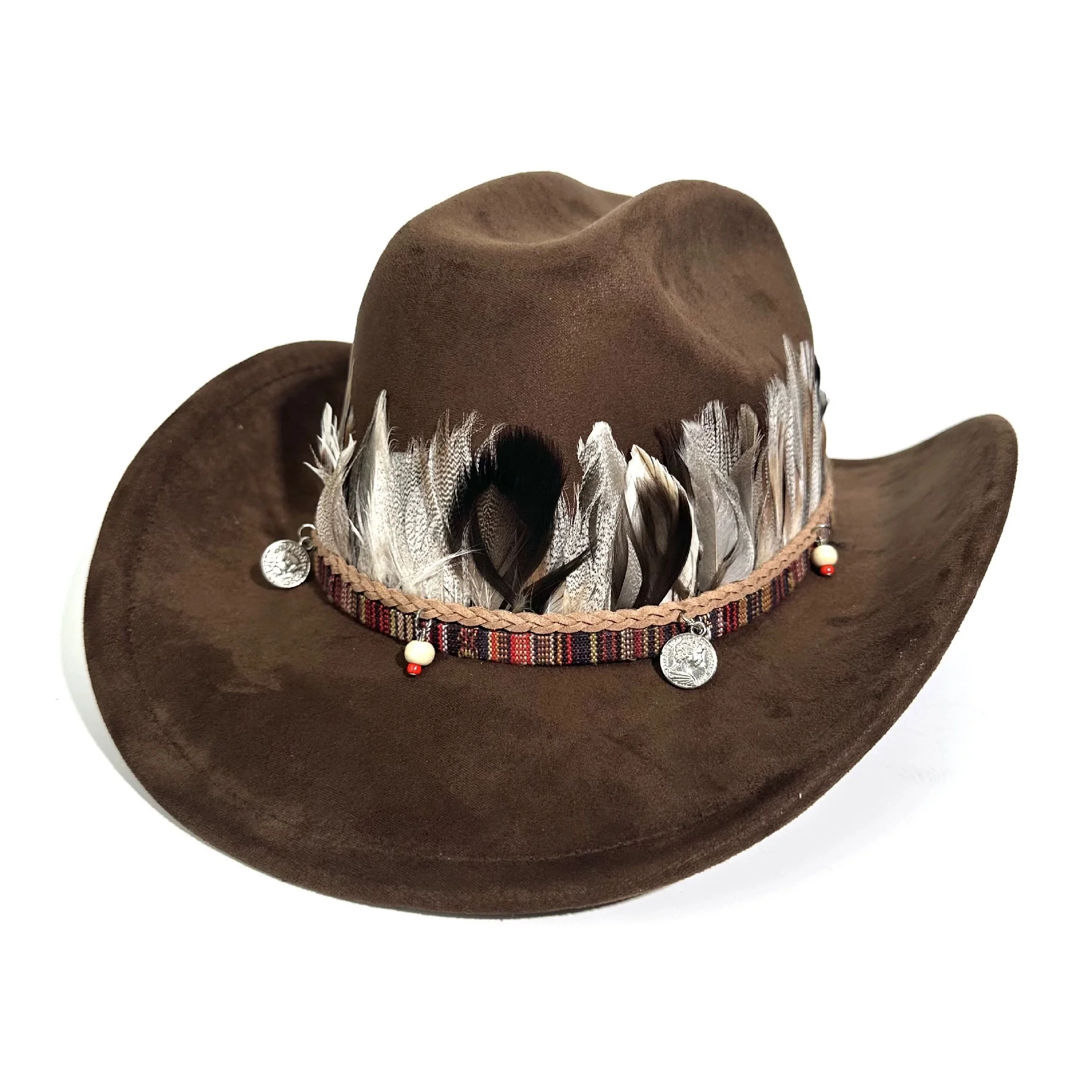 Couples’ Feathered Minimalist Top Hats, Fashionable Western Cowboy Hats, Sun Protection, Jazz Hats, Travel & Vacation Rider Hats