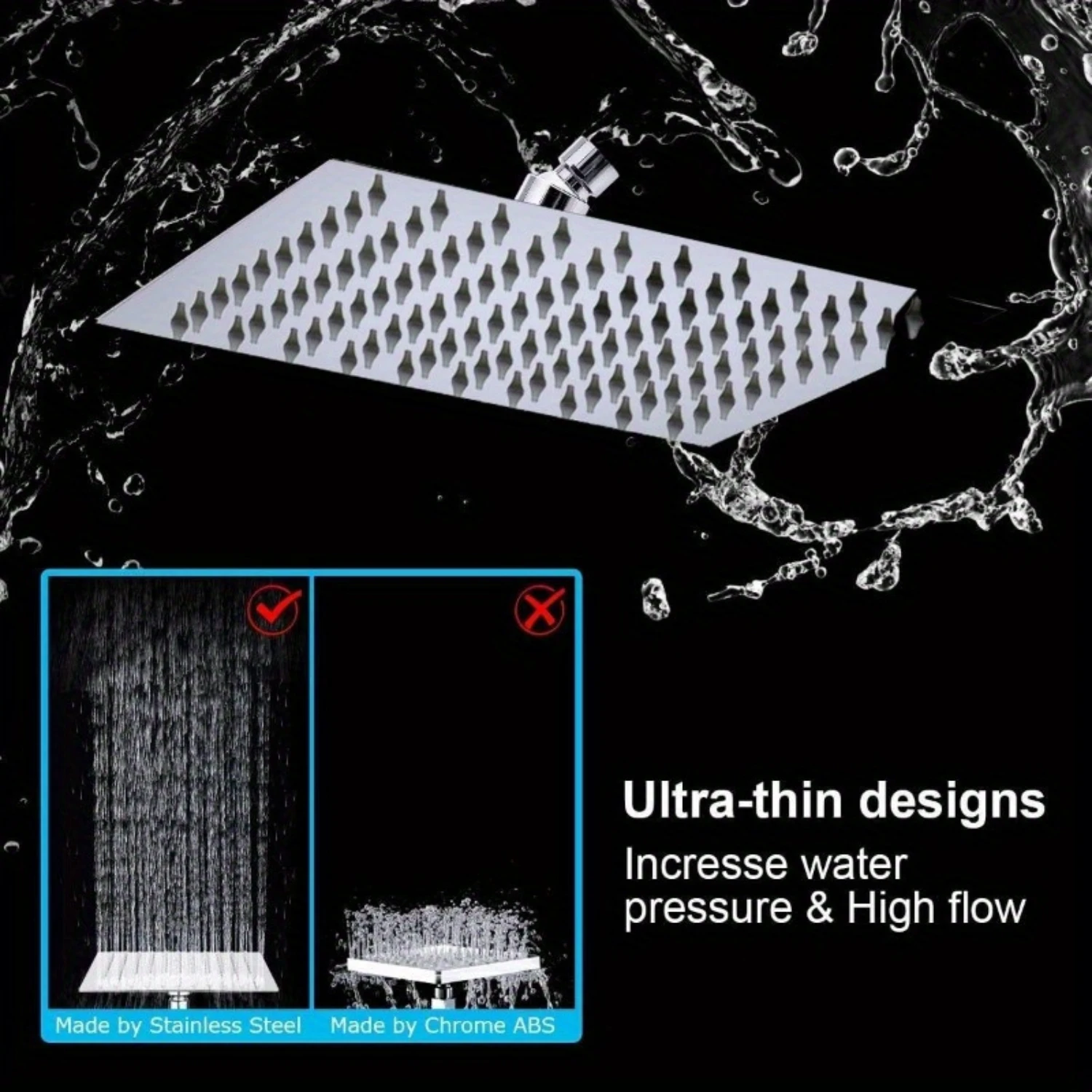 1 Set Shower Head Set, High Pressure 8'' Rainfall Stainless Steel Shower Head, Handheld Combo With 60'' Hose Anti-leak Shower He