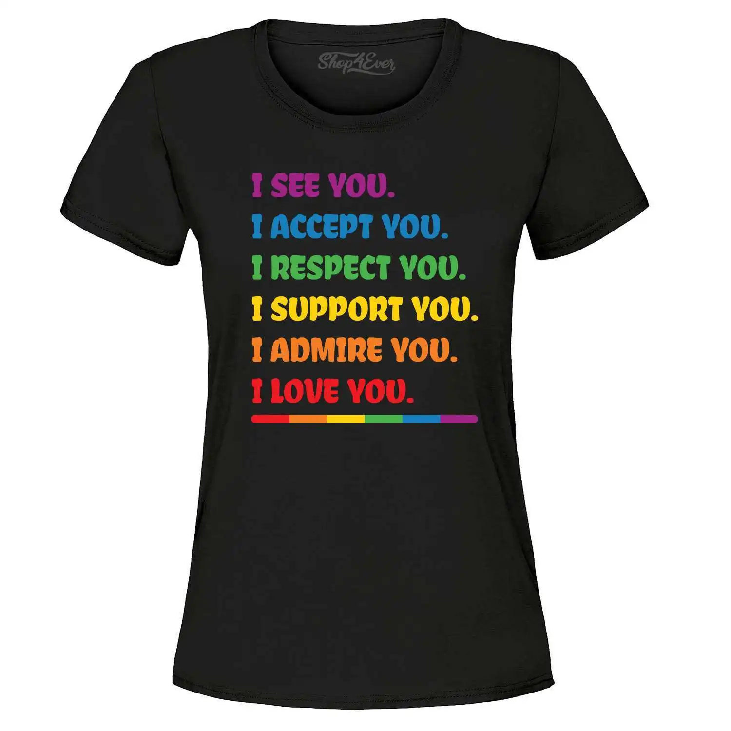 

Женская футболка I See Accept Support Admire Love You LGBTQ, рубашки Pride