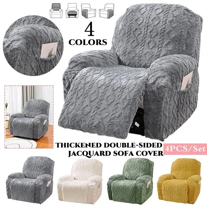 

Thicken Plush Recliner Sofa Cover Soft Jacquard Weave Armchair Covers Winter Warm Non Slip Sofa Slipcovers for Living Room