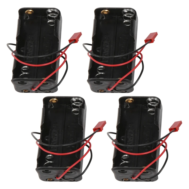 4Pack 6V 4XAA Battery Container Case Holder Pack Box JST Plug Receiver For HSP Redcat 1/8 1/10 RC Nitro Power Car Truck