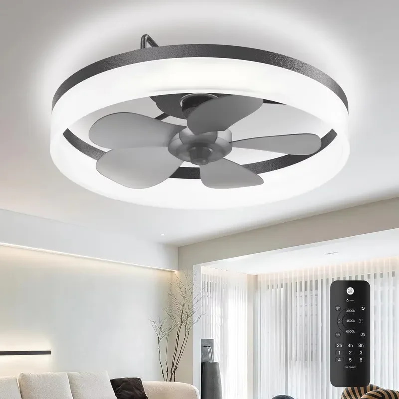 Modern LED Ceiling Fan With Remote Control Chandelier Light Fixture For Living Room Bedroom Home Decor Silent Motor Design