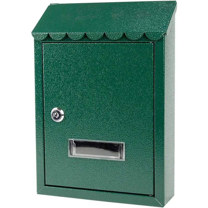 Customized Iron Belt Lock Mailbox Outdoor Wall-Mounted Water and Electricity Single Rainproof Suggestion Box