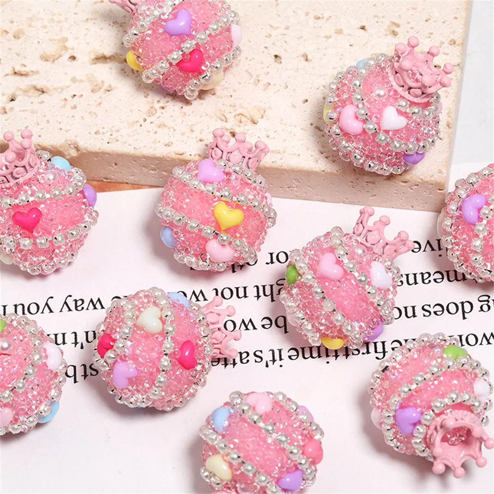 ST27 High quality Crown Sugar Beads Straight Hole Drill Ball Beads DIY Mobile Phone Chain Jewelry Accessories Beads Loose Beads