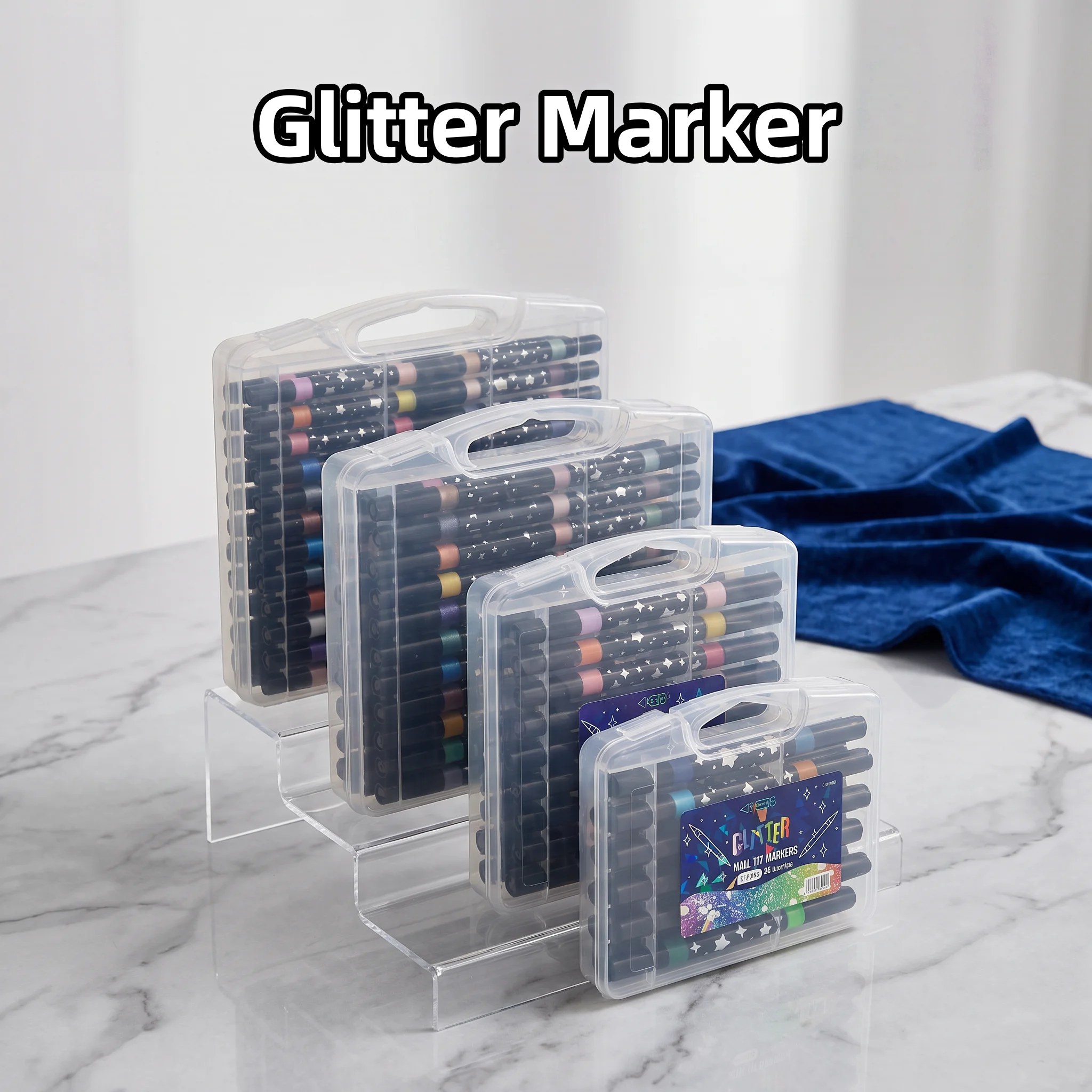 24/48/72/96 Colors Dual Tip Glitter Markers, Thick Barrel Shimmer Pens for Journaling, Card Making & Drawing, DIY Craft Supplies