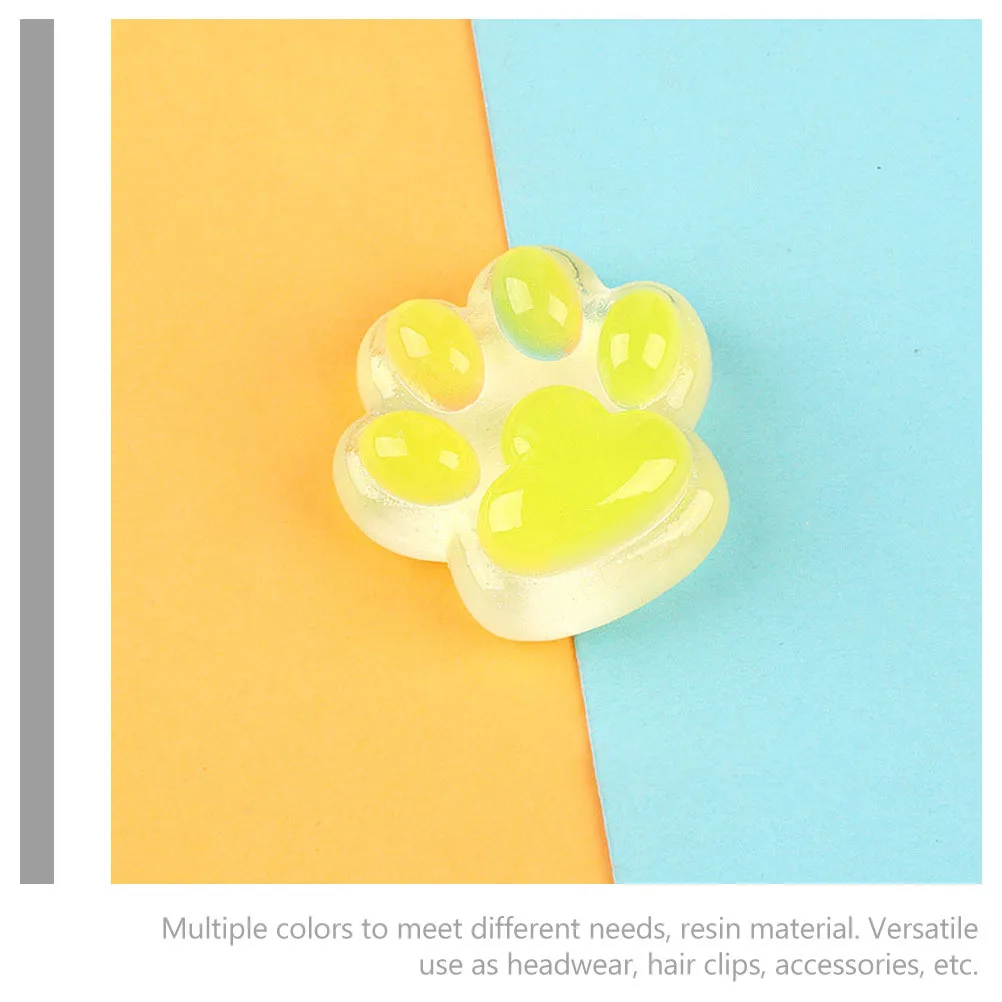 5Pcs Cat Paw Resin Luminous Charms DIY Phone Case Hairpin Flatback Craft Decoration Ornaments Resin Hairpin Charms