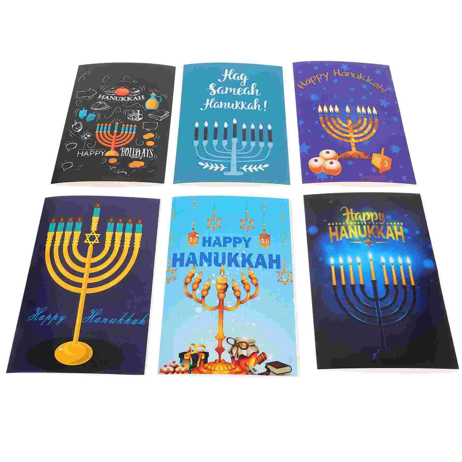 Tarjeta de felicitación de Hanukkah, tarjetas temáticas judías, sobres, papel de fiesta, regalo, bendición clásica