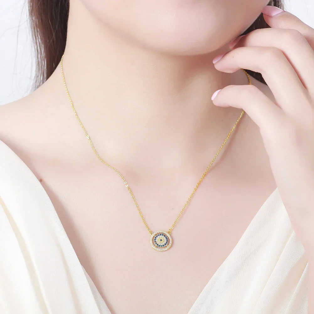 TONGZHE 925 Sterling Silver Evil Eye Necklace Women Turkish Blue Eyes Necklace Boy Friend Gift  Gold Chain Fashion Jewelry 2019