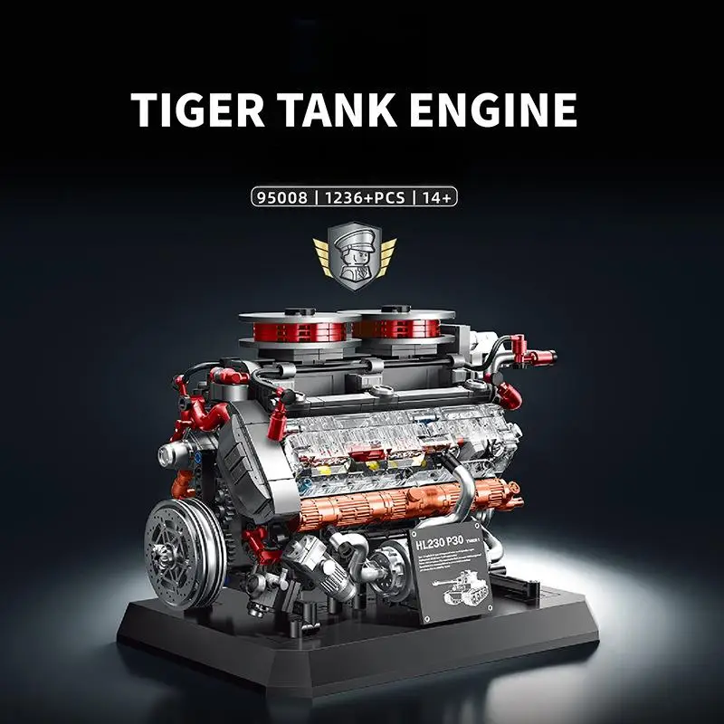 

OUZEY DIY Tank Engine Building Blocks, 95008 Simulation Mechanical Model Kits, 14+ Educational STEM Toy Gift for Teens Adults