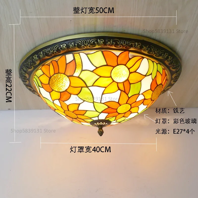 Turkse retro plafondlampen Tiffany lampen Vintage cirkelvormige gekleurde glazen plafond hanglamp woonkamer slaapkamer Art Deco lamp