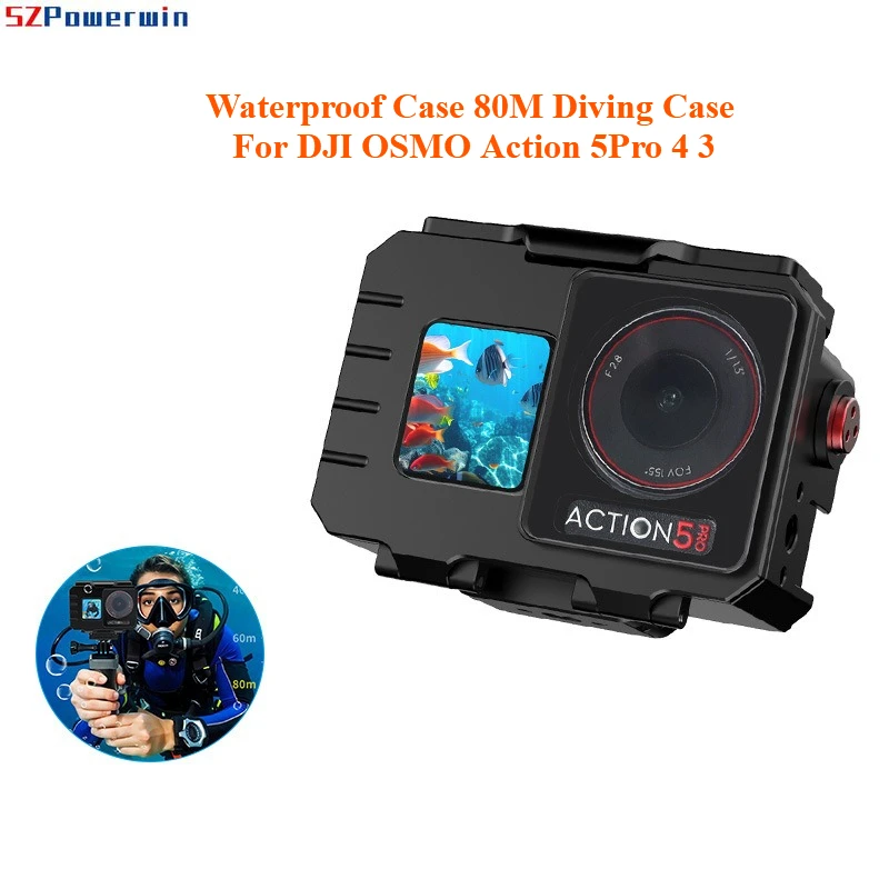 

Waterproof Case 80M Diving Case for DJI OSMO Action 5Pro 4 3 Underwater Dive Housing Aluminum Alloy Protective Frame