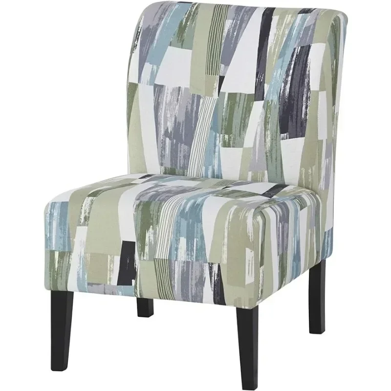 

Abstract Print Contemporary Accent Chair, Green, Blue & White