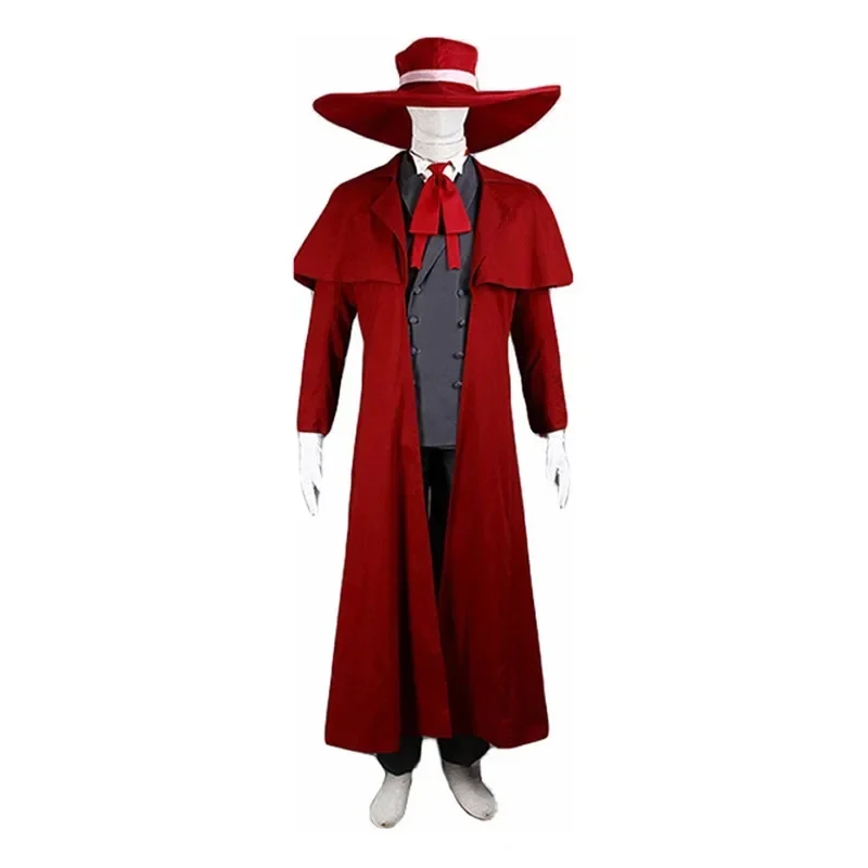 Anime Hellsing Alucard Cosplay Costumes Red Long Coat Hat Gloves Accessories Uniform Sets Men Women Clothes For Halloween yy:89