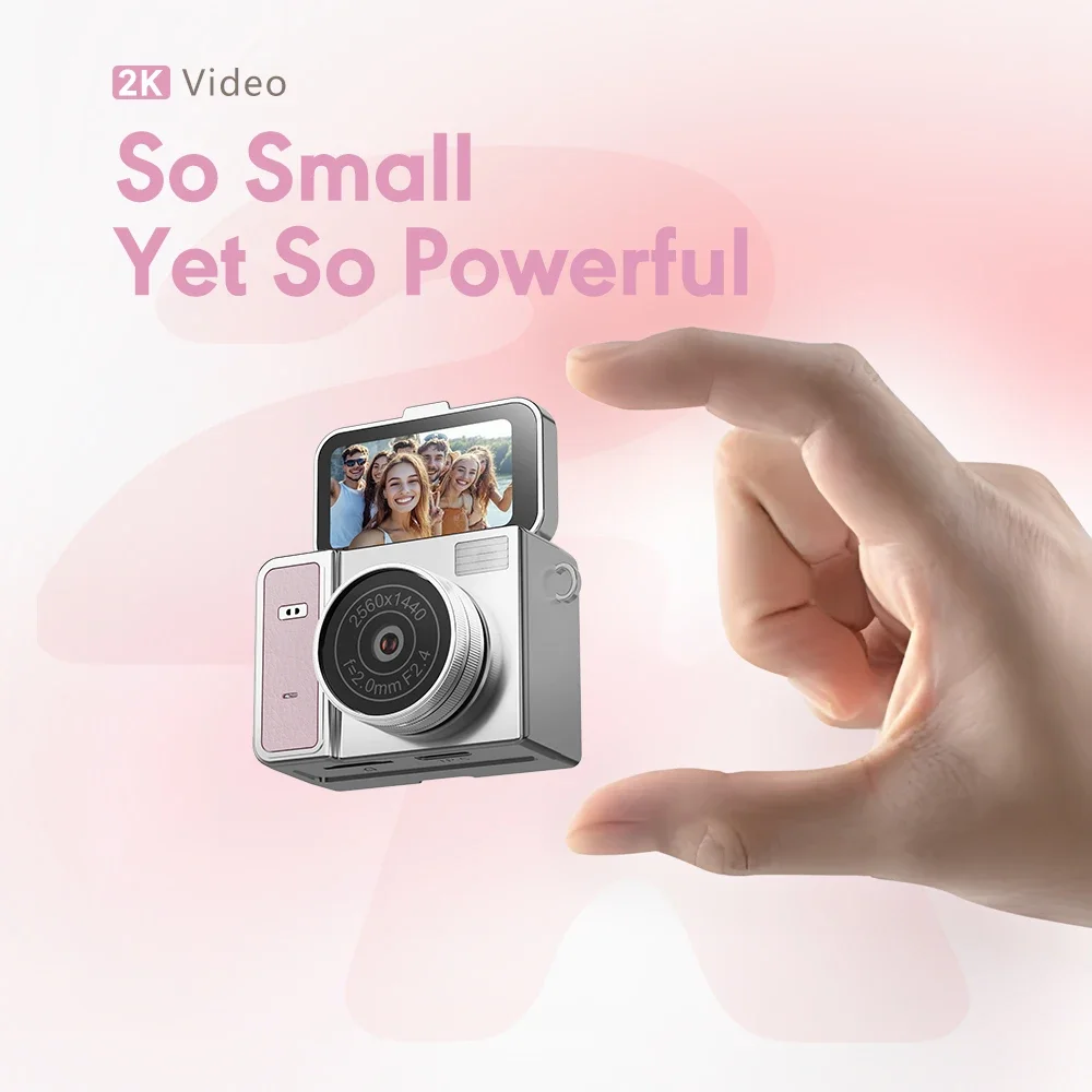 S162 Mini Camera 48MP 1.47 Inch Flip Screen Multiple Filters Leather Lanyard Portable Lifestyle Camera