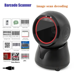 2D Desktop Barcode Scanner Automatic Sense Omnidirectional 1D 2D QR code Data Matrix Bar code Reader for Supermarket Retail