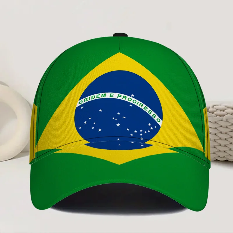 Brazilian Flag Stars Design Baseball a Fully Snapback Hat Featuring a Vivid Print Ideal for Outdoor Jogging Athletic Activities