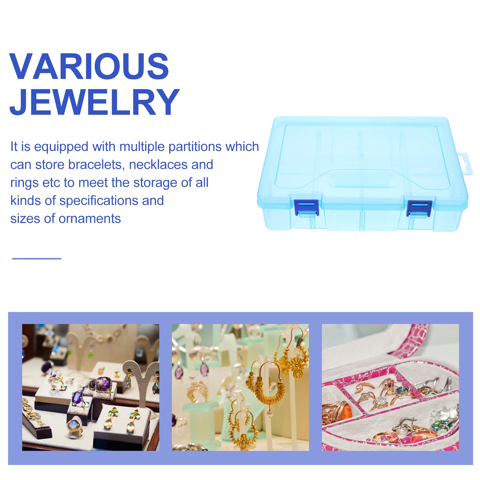 

Clear Storage Box With Dividers For Jewelry Beads Crafts Small Parts Organizer Container Lightweight Space-Saving Divider