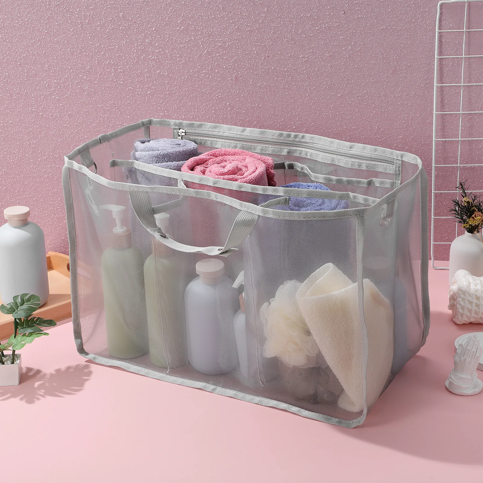 

Большой сетчатый органайзер-вставка для пляжной сумки с застежкой-молнией для хранения в путешествиях — дышащий водонепроницаемый разделитель для снаряжения для плавания и влажного плавания