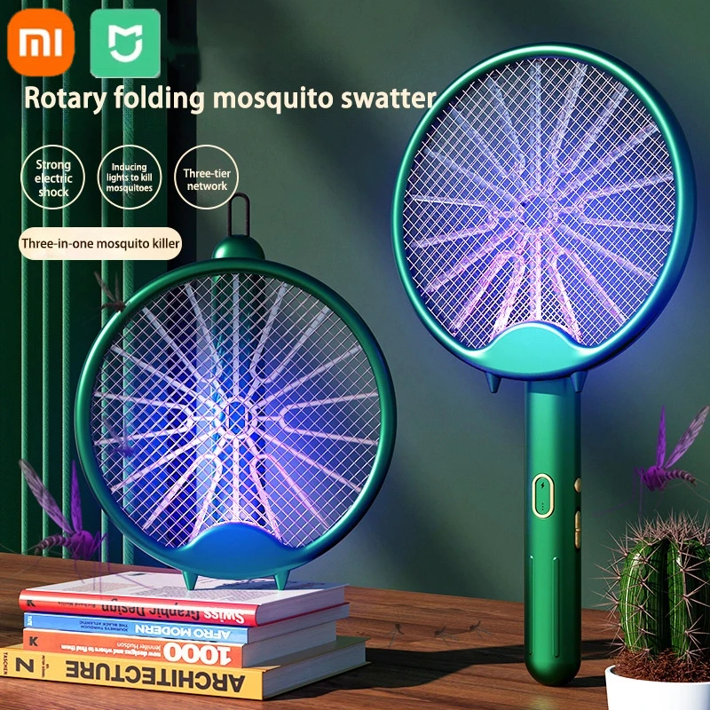 Xiaomi 3000V Elettrico Mosquito Racchetta Lampada Assassino Della Zanzara USB Ricaricabile Pieghevole Scacciamosche Scacciamosche Trappola Per Zanzare