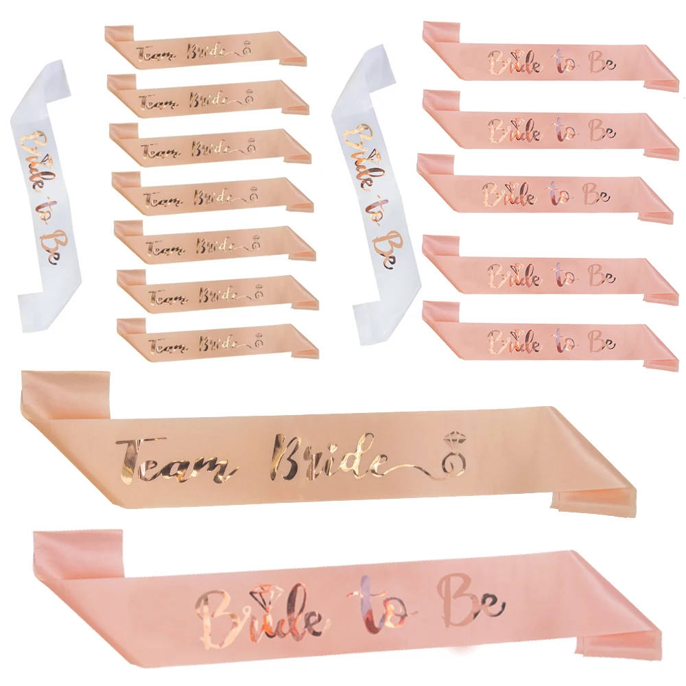Szampańskie/różowe złoto Bride To Be Team Bride Satin Sash for Bachelorette Party Decoration Hen Party Wedding Bridal Shower Decor