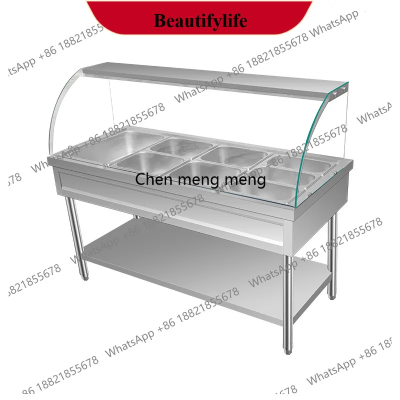 

E132 Commercial fast food insulation table Anti-dry burning canteen Hot food sales table Stainless steel insulation dining car