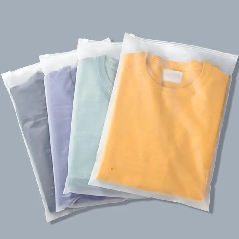 4pcs Wholesale Frosted Matte Clothes Packaging Zipper Bags Plastic Shipping Sealed T-shirt Underwear Storage Pouches