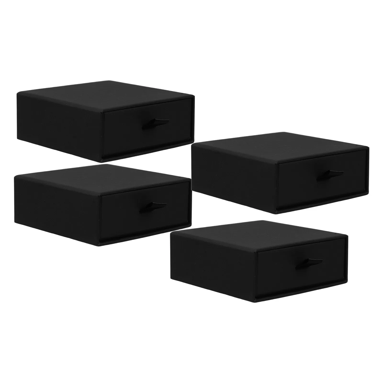 

4Pcs Jewelry Packaging Boxes Small Square Paper Drawer Style Storage for Necklace Ring Earring Travel Organizer Case