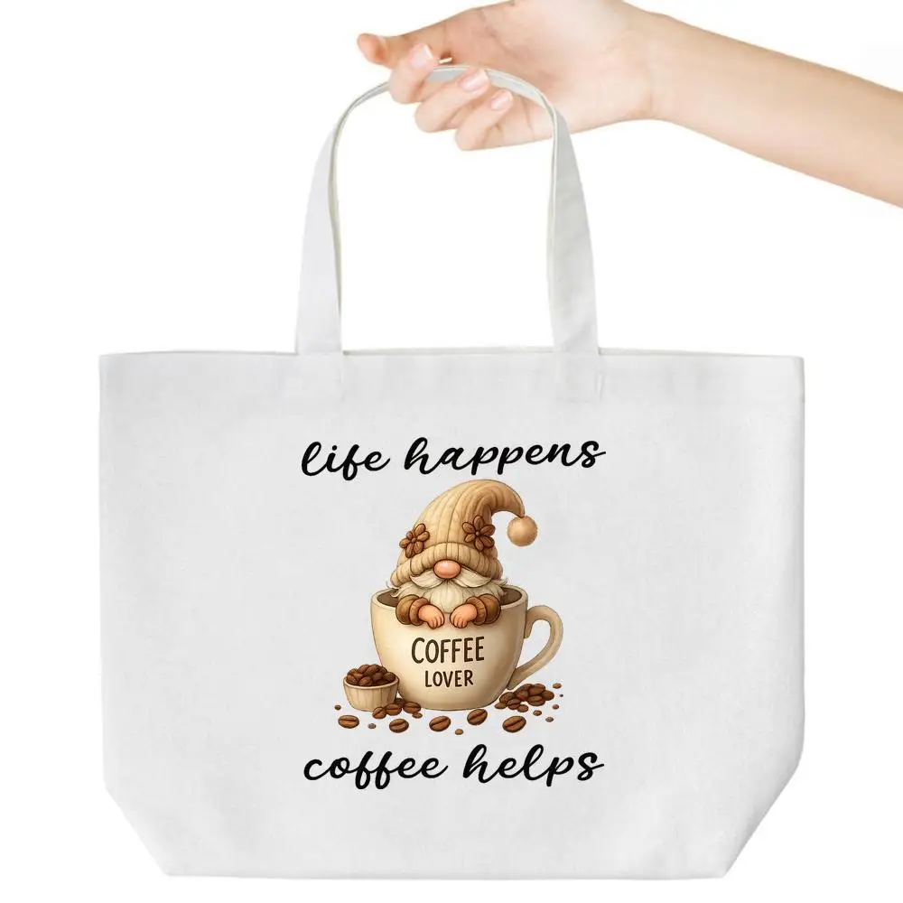 

Сумка-тоут Coffee Gnome. Праздничный подарок начальника для работы, школы и покупок. Веселый сувенир.