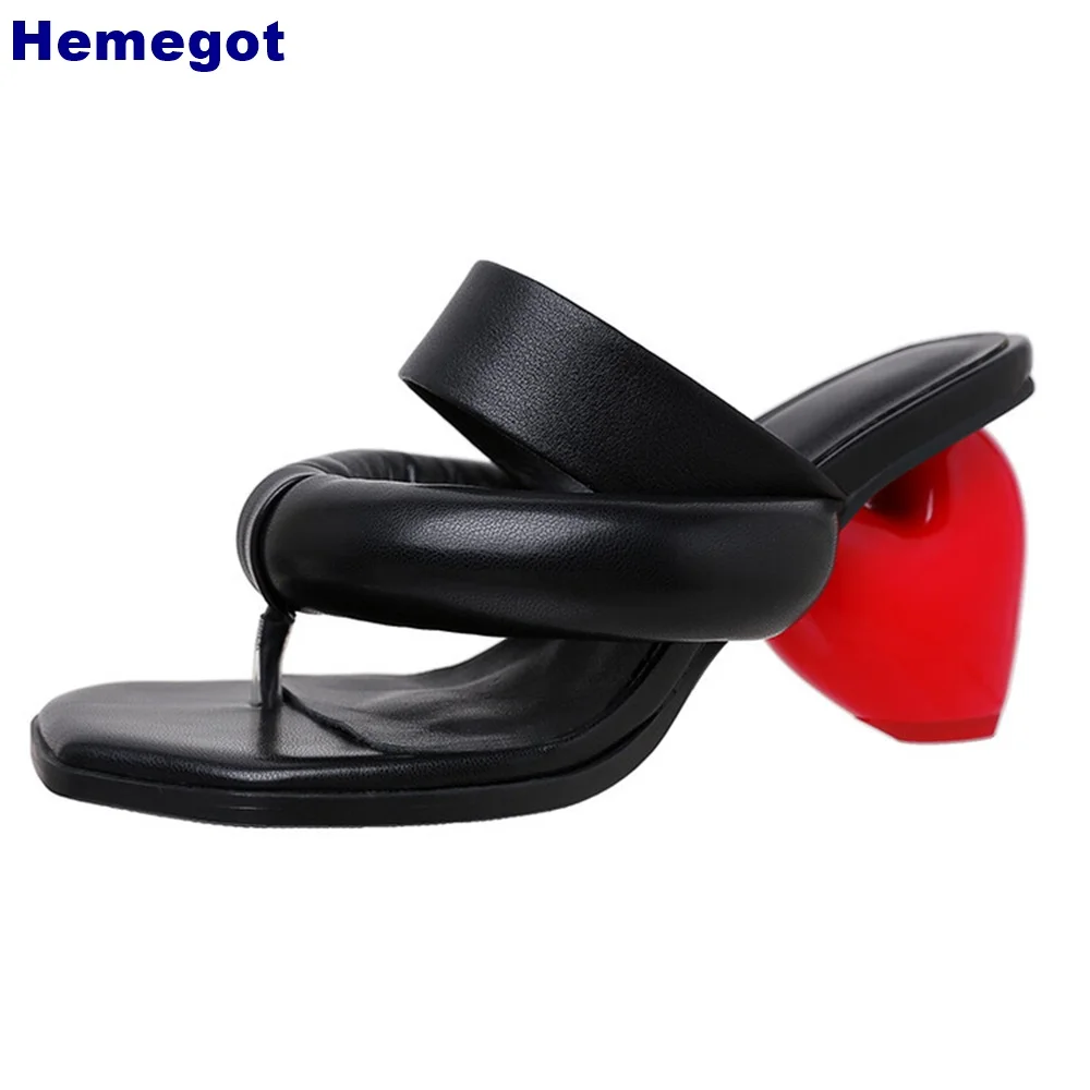 Women Heart-Shaped Heel Fashion Sandal Summer New Outdoor Casual Sweet Street Flip Flops Slip On Beach Travel Weird Heel Slipper