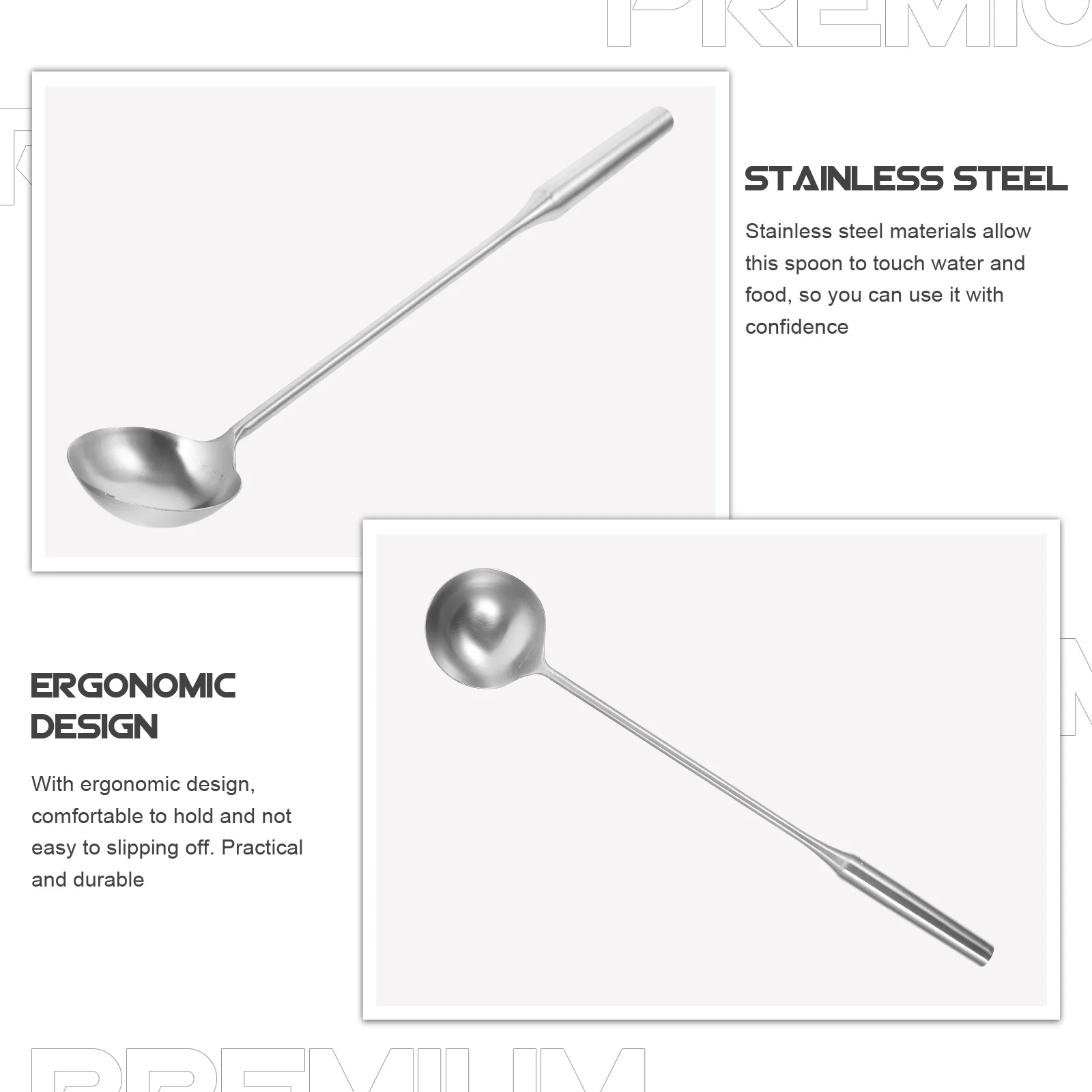 

Premium Stainless Steel Ladle Spoon Long Handle Large Scoop for Efficient Water Food Serving in Kitchen Restaurant Garden
