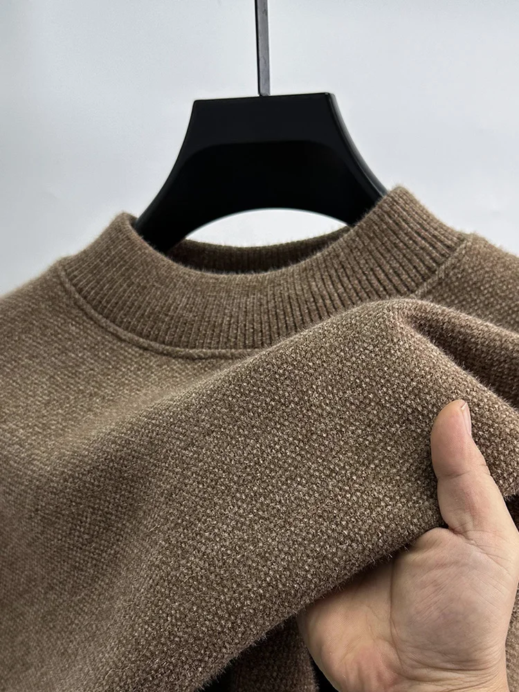 Luxurious Autumn and Winter Men\'s Round Neck Thickened sweater Fashion Casual Solid Color Velvet Chenille Sweater Pullover Top