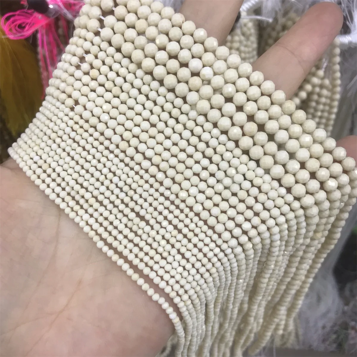 2/3/4 Mm Fossil Cut Round Beads Jewelry Accessories DIY Faceted Miscellaneous Stone Beads Spot Wholesale