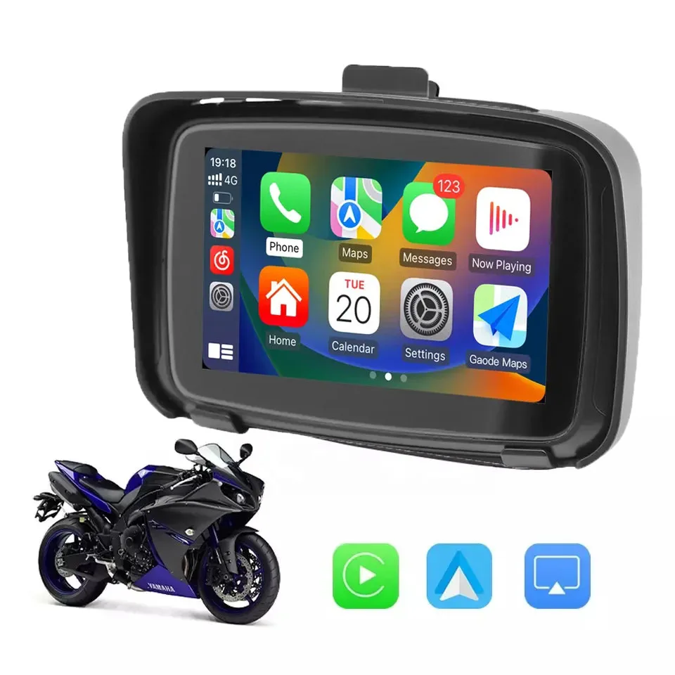 5 Inch Waterproof Motorcycle Wireless Carplay Navigation Android Auto Screen Dashboard Navigator For Motorbike