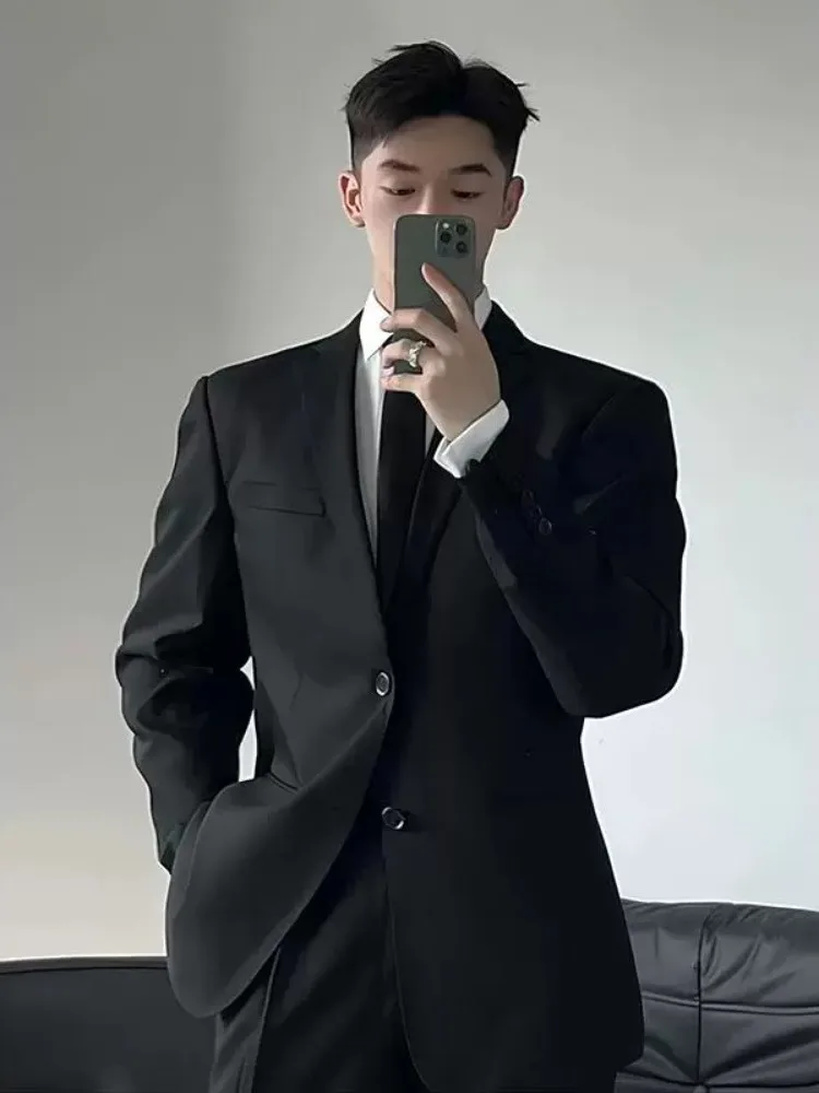 

Cleanfit Neapolitan Suit Jaet oulder Pad Classic Collar Youthful Vitali Sle Autumn Long Sve Loose Fit Casual Wear