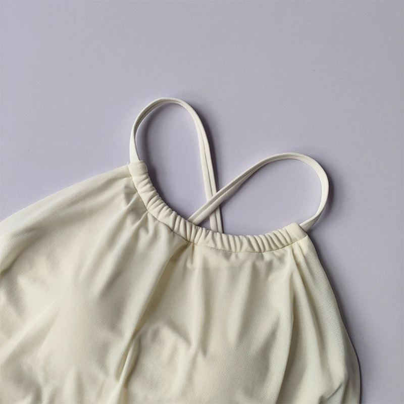Netz-Imitat-Zweiteiler-BHs Sport-Lingerie-Shirts Damen Feste Yoga-Kleidung Träger-Pilates-Trainings-Fitness-Weste für draußen – Detail 10