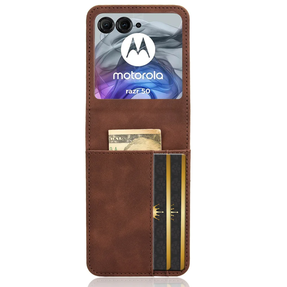 For Motorola Razr 50 Luxury Leather Flip Wallet Phone Case For Moto Razr 50 Case Stand Function Card Holder image 4