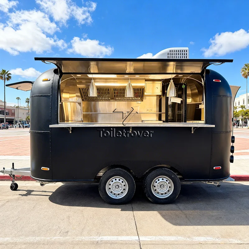 Outdoor Street Food Trailer Tacos Burrito Doner Kebab Shawarma Fried Chicken Hot Dog Pizza Burger Mobile Truck with Full Kitchen