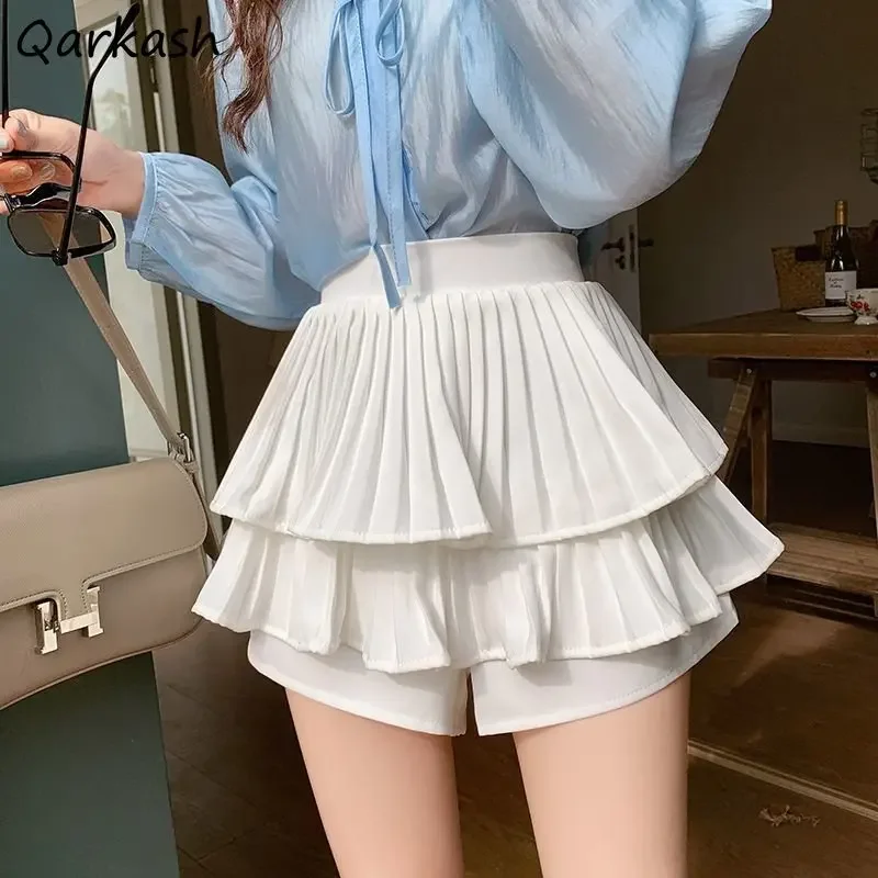 

High Waisted Mini Skirts Women Pure Folds Y2k Clothes Girl Summer Minimalist Kawaii Sweet Мини Юбки Temper All-match Kpop Trendy