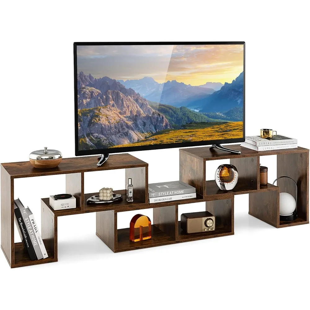 Supporto TV combinato con ripiani aperti, per TV fino a 65 pollici, supporto TV in legno per camera da letto, soggiorno, capacità di carico massima