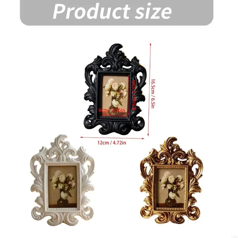 European Decorative Portrait Frame with Raised Scrollwork and Standing Design for Photos on Desks, Cabinets, and Shelves， Y5GB