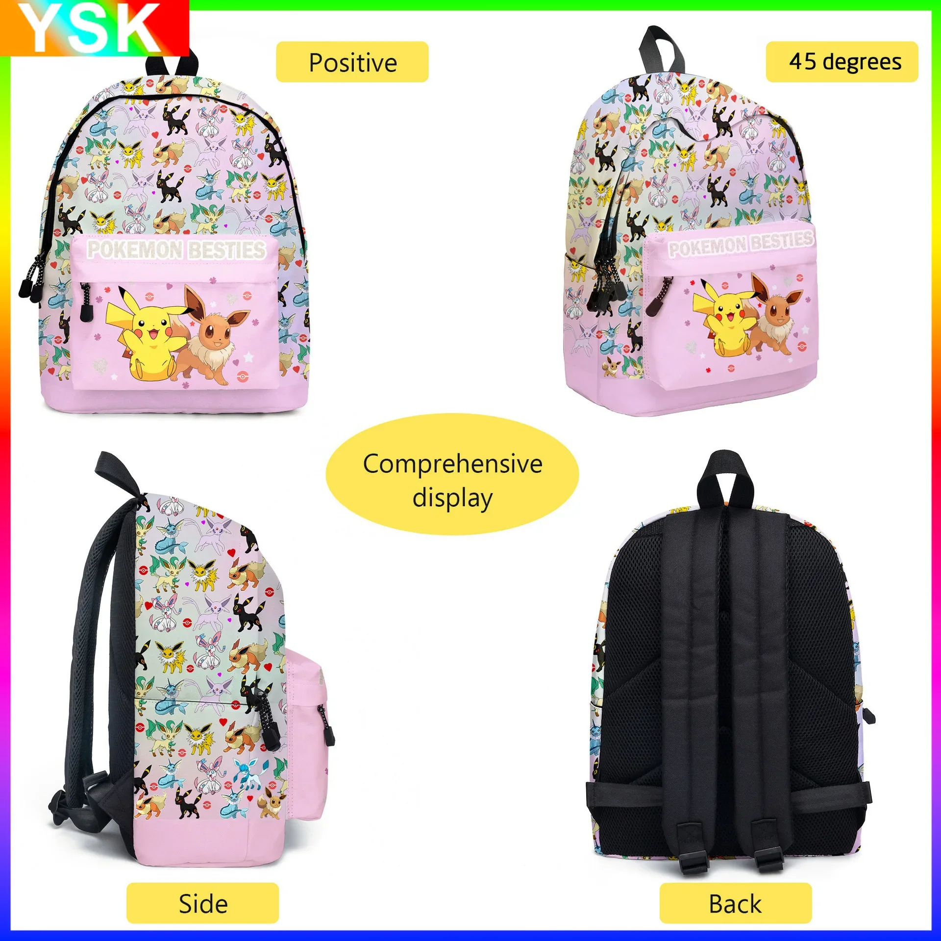 Pikachu Cartoon Backpack Dwuczęściowy Pokemon Student School Bag Pencil Bag Elf Pokémon Anime kawaii Cartoon School Bag Mochila